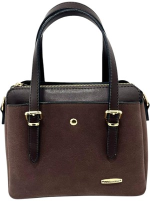 Sanmorris Kadın Uzun Askılı 4 Bölmeli Gold Aksesuarlı Süet Deri Omuz ve El Çantası