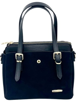 Sanmorris Kadın Uzun Askılı 4 Bölmeli Gold Aksesuarlı Süet Deri Omuz ve El Çantası