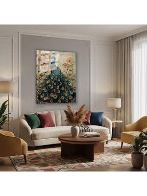 Tablonhazır Dikey Cam Tablo Salon Duvar Tablosu Dikey Cam Klasik Tavuzkusu Yeni Ev Hediyesi Ofis Tablosu