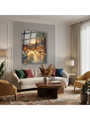 Tablonhazır Dikey Cam Tablo Salon Duvar Tablosu Dikey Cam Donmus Nehir Yeni Ev Hediyesi Ofis Tablosu