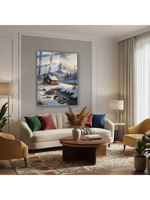 Tablonhazır Dikey Cam Tablo Salon Duvar Tablosu Dikey Cam Karli Ev Dag Yeni Ev Hediyesi Ofis Tablosu