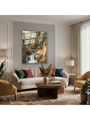 Tablonhazır Dikey Cam Tablo Salon Duvar Tablosu Dikey Cam Rivendel 3 Yeni Ev Hediyesi Ofis Tablosu