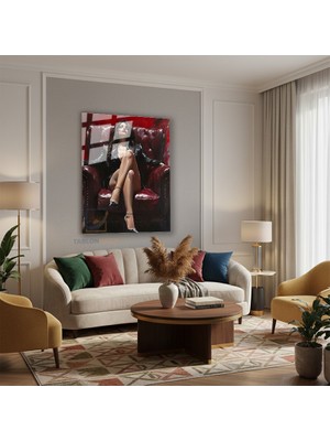 Tablonhazır Dikey Cam Tablo Salon Duvar Tablosu Dikey Cam Kırmızıkoltuk Yeni Ev Hediyesi Ofis Tablosu