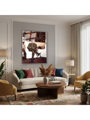 Tablonhazır Dikey Cam Tablo Salon Duvar Tablosu Dikey Cam Cam Ata 022 Yeni Ev Hediyesi Ofis Tablosu