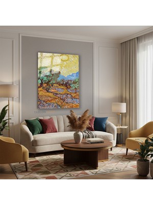 Tablonhazır Dikey Cam Tablo Salon Duvar Tablosu Dikey Cam Vangogh 113 Yeni Ev Hediyesi Ofis Tablosu