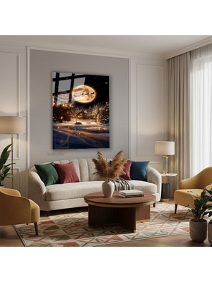 Tablonhazır Dikey Cam Tablo Salon Duvar Tablosu Dikey Cam Yeniyil Pica Yeni Ev Hediyesi Ofis Tablosu