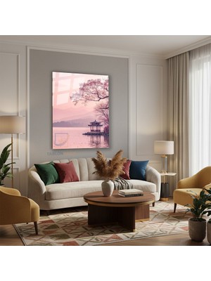 Dikey Cam Tablo Salon Duvar Tablosu Dikey Cam Japon Pembe Gokyuzu Yeni Ev Hediyesi Ofis Tablosu