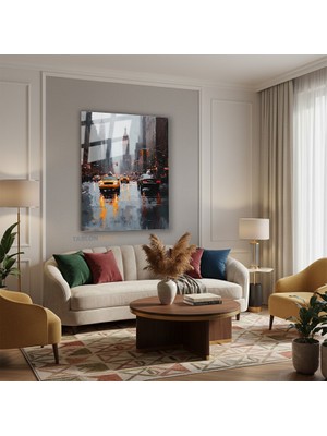 Tablonhazır Dikey Cam Tablo Salon Duvar Tablosu Dikey Cam Sehir Trafik Yeni Ev Hediyesi Ofis Tablosu