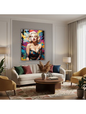 Tablonhazır Dikey Cam Tablo Salon Duvar Tablosu Dikey Cam MARILIYN11 Yeni Ev Hediyesi Ofis Tablosu
