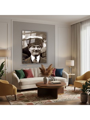 Tablonhazır Dikey Cam Tablo Salon Duvar Tablosu Dikey Cam Cam Ata 035 Yeni Ev Hediyesi Ofis Tablosu
