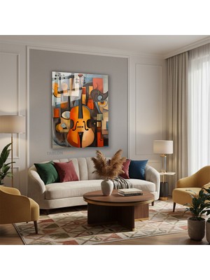 Dikey Cam Tablo Salon Duvar Tablosu Dikey Cam Cello Muzik Yeni Ev Hediyesi Ofis Tablosu