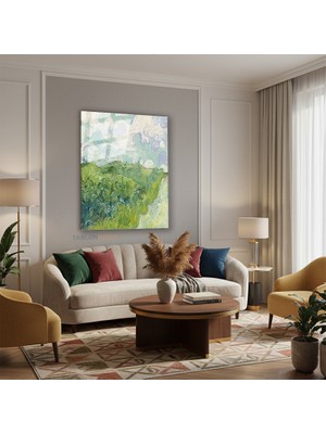 Tablonhazır Dikey Cam Tablo Salon Duvar Tablosu Dikey Cam Vangogh Greenwheatfields Yeni Ev Hediyesi Ofis Tablosu