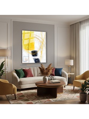 Tablonhazır Dikey Cam Tablo Salon Duvar Tablosu Dikey Cam Soyut 0005 Yeni Ev Hediyesi Ofis Tablosu