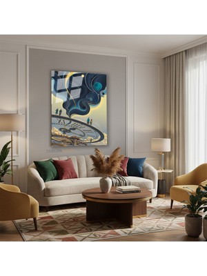 Dikey Cam Tablo Salon Duvar Tablosu Dikey Cam Zaman Saat Yeni Ev Hediyesi Ofis Tablosu