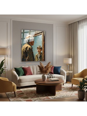 Tablonhazır Dikey Cam Tablo Salon Duvar Tablosu Dikey Cam Yaşlıgenç Yeni Ev Hediyesi Ofis Tablosu