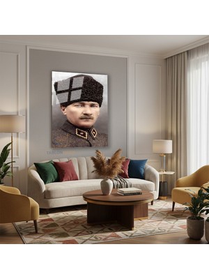 Tablonhazır Dikey Cam Tablo Salon Duvar Tablosu Dikey Cam Ataturk Portre Renkli Yeni Ev Hediyesi Ofis Tablosu
