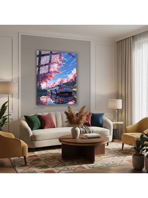 Tablonhazır Dikey Cam Tablo Salon Duvar Tablosu Dikey Cam Beyazarabaagac Yeni Ev Hediyesi Ofis Tablosu