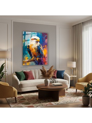 Tablonhazır Dikey Cam Tablo Salon Duvar Tablosu Dikey Cam Renklikartal Yeni Ev Hediyesi Ofis Tablosu