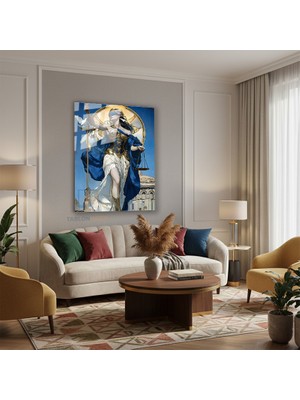 Tablonhazır Dikey Cam Tablo Salon Duvar Tablosu Dikey Cam Adaletkadın1 Yeni Ev Hediyesi Ofis Tablosu
