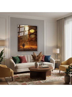 Dikey Cam Tablo Salon Duvar Tablosu Dikey Cam Antik Saat Yeni Ev Hediyesi Ofis Tablosu