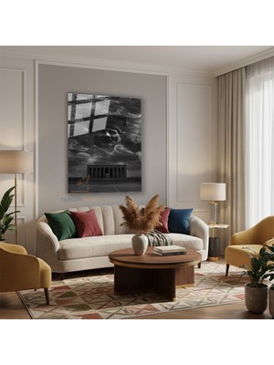 Tablonhazır Dikey Cam Tablo Salon Duvar Tablosu Dikey Cam Cam Anitkabir Ataturk Yeni Ev Hediyesi Ofis Tablosu