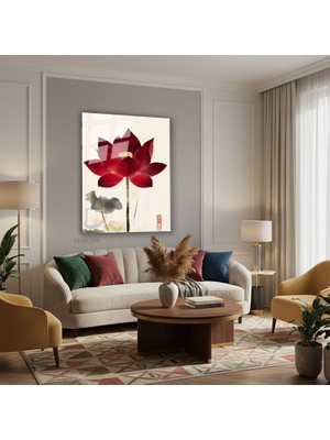 Tablonhazır Dikey Cam Tablo Salon Duvar Tablosu Dikey Cam Estetik Kirmizi Cicek Yeni Ev Hediyesi Ofis Tablosu