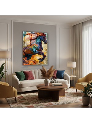 Tablonhazır Dikey Cam Tablo Salon Duvar Tablosu Dikey Cam Gösterişliat Yeni Ev Hediyesi Ofis Tablosu