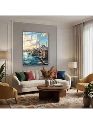 Tablonhazır Dikey Cam Tablo Salon Duvar Tablosu Dikey Cam Sultanahmet Yeni Ev Hediyesi Ofis Tablosu