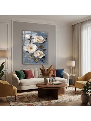 Tablonhazır Dikey Cam Tablo Salon Duvar Tablosu Dikey Cam Guzel Cicekler Yeni Ev Hediyesi Ofis Tablosu