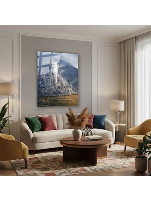 Tablonhazır Dikey Cam Tablo Salon Duvar Tablosu Dikey Cam Minas Tirith Yeni Ev Hediyesi Ofis Tablosu