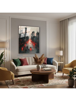 Tablonhazır Dikey Cam Tablo Salon Duvar Tablosu Dikey Cam Sehir Merkezi Yeni Ev Hediyesi Ofis Tablosu