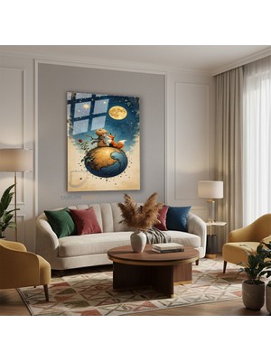 Dikey Cam Tablo Salon Duvar Tablosu Dikey Cam Kucuk Prens Yeni Ev Hediyesi Ofis Tablosu