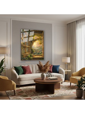 Tablonhazır Dikey Cam Tablo Salon Duvar Tablosu Dikey Cam Kenouji Yeni Ev Hediyesi Ofis Tablosu