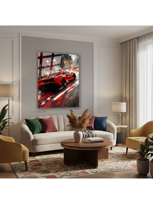 Tablonhazır Dikey Cam Tablo Salon Duvar Tablosu Dikey Cam Kırmızıaraba Yeni Ev Hediyesi Ofis Tablosu
