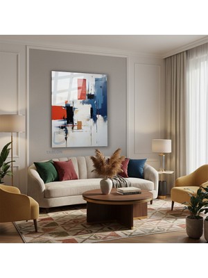 Tablonhazır Dikey Cam Tablo Salon Duvar Tablosu Dikey Cam Soyut 0013 Yeni Ev Hediyesi Ofis Tablosu