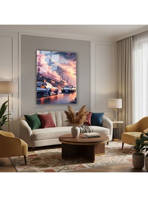Tablonhazır Dikey Cam Tablo Salon Duvar Tablosu Dikey Cam Japansupra Yeni Ev Hediyesi Ofis Tablosu