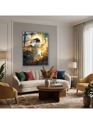 Tablonhazır Dikey Cam Tablo Salon Duvar Tablosu Dikey Cam Soyut Tasarim Isa Yeni Ev Hediyesi Ofis Tablosu