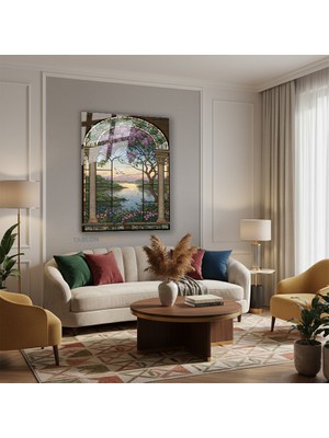 Tablonhazır Dikey Cam Tablo Salon Duvar Tablo Dikey Cam Garden Window Stained Glass Idea Ev Hediyesi Ofis Tablo