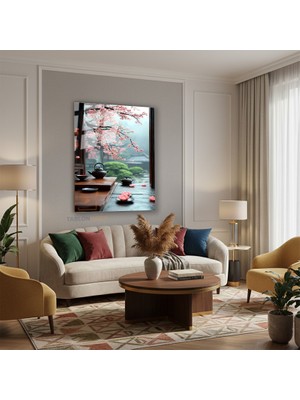 Tablonhazır Dikey Cam Tablo Salon Duvar Tablosu Dikey Cam Dinlendirici Yeni Ev Hediyesi Ofis Tablosu