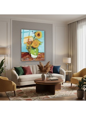 Tablonhazır Dikey Cam Tablo Salon Duvar Tablosu Dikey Cam Vangogh 101 Yeni Ev Hediyesi Ofis Tablosu