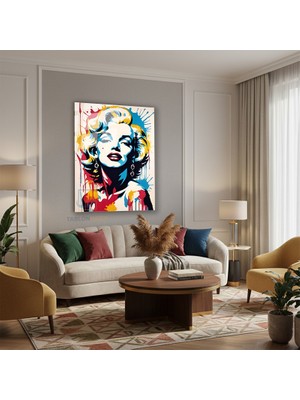 Tablonhazır Dikey Cam Tablo Salon Duvar Tablosu Dikey Cam Mariliyn3 Yeni Ev Hediyesi Ofis Tablosu