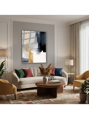 Tablonhazır Dikey Cam Tablo Salon Duvar Tablosu Dikey Cam Soyut 0044 2 Yeni Ev Hediyesi Ofis Tablosu