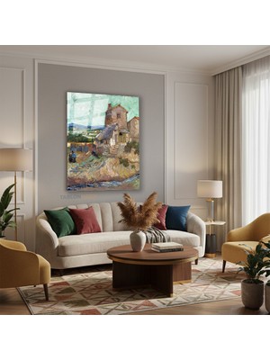 Tablonhazır Dikey Cam Tablo Salon Duvar Tablo Dikey Cam Vangogh La Maisondelacrau Ev Hediyesi Ofis Tablo