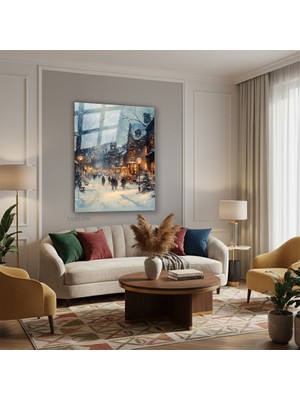 Tablonhazır Dikey Cam Tablo Salon Duvar Tablosu Dikey Cam Yeniyil Sehir Yeni Ev Hediyesi Ofis Tablosu