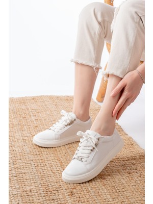 Zerenyus ZRİN-910 Premium Beyaz Bağcıklı Günlük Kadın Sneaker