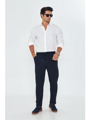 Zinox Erkek Bel Kemerli Klasik Bez Ayağı Kumaş Jogger