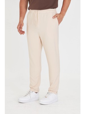 Zinox Erkek Bel Lastikli Bağcıklı Duble Paça Slim Fit Jogger Pantolon