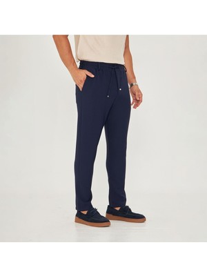 Zinox Erkek Bel Kemerli Bağcıklı Düz Paça Dabıl Kumaş Klasik Pantolon