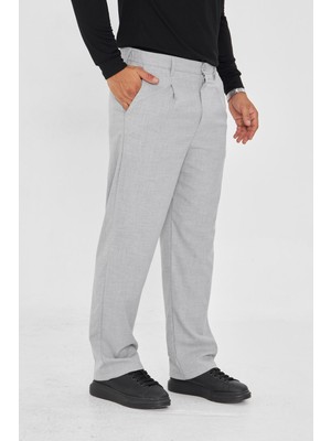 Zinox Erkek Pileli Baggy Bez Ayağı Kumaş Şık Pantolon