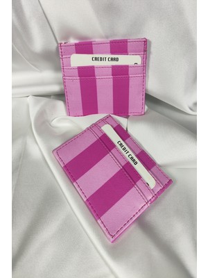 Leaf Accessory Unisex Kartlık Pembe Desenli, 1. Sınıf Vinlex Deri, 7 Tane Kart Koyma Cepli